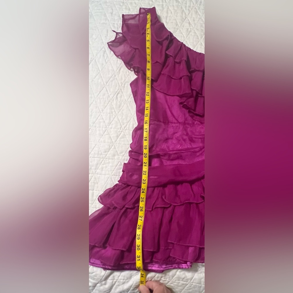 DO+BE Magenta Ruffle One Shoulder Mini Dress Size Small - Picture 4 of 8